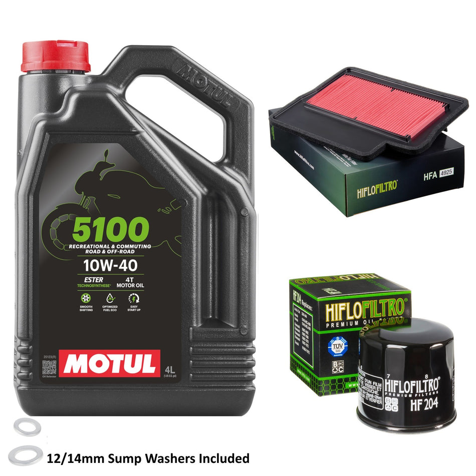 Motul 5100 10w40 4L Oil & HF204 & HFA4925  Oil Filter Kit