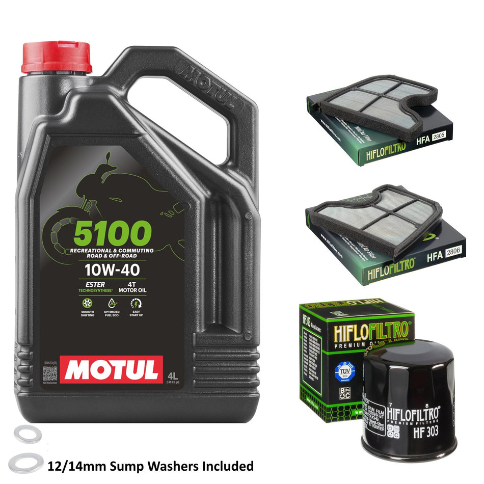 Motul 5100 10w40 4L Oil & HF303 & HFA2805 & HFA2806 Oil Filter Kit