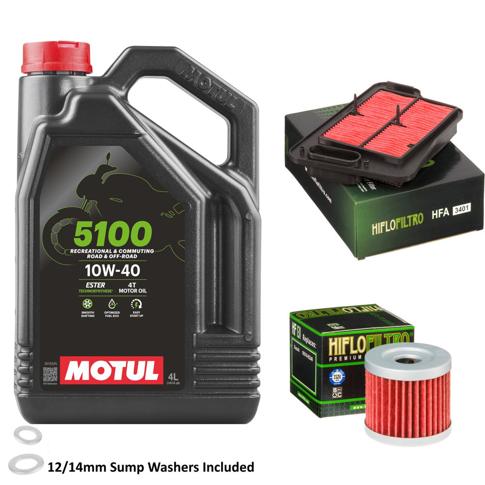 Motul 5100 10w40 4L Oil & HF131 & HFA3401 Oil Filter Kit