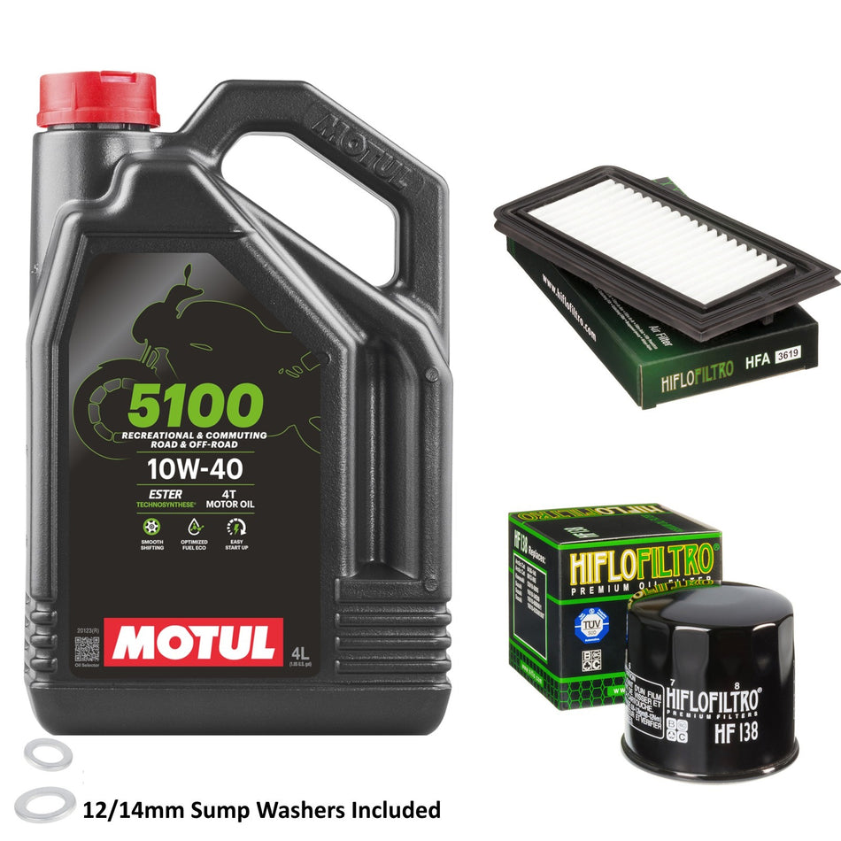 Motul 5100 10w40 4L Oil & HF138 & HFA3619 Oil Filter Kit