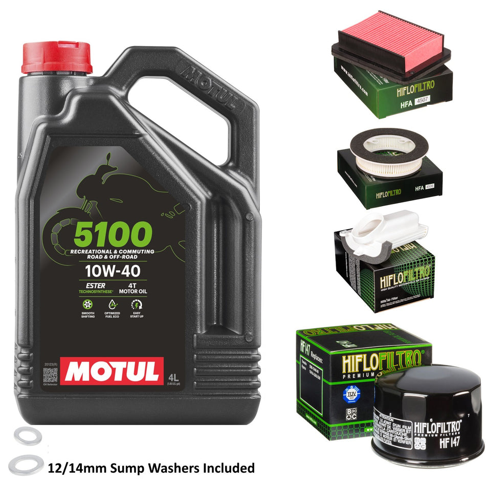 Motul 5100 10w40 4L Oil & HF147 & HFA4507 & HFA4508 & HFA4506 Oil Filter Kit