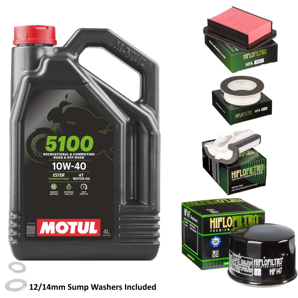Motul 5100 10w40 4L Oil & HF147 & HFA4507 & HFA4509 & HFA4510 Oil Filter Kit
