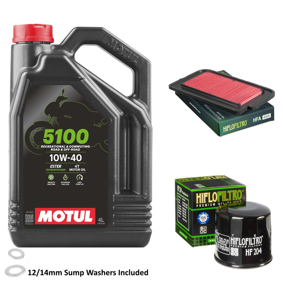 Motul 5100 10w40 4L Oil & HF204 & HFA4926 Oil Filter Kit