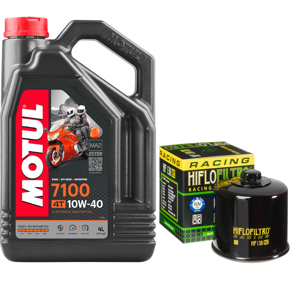Motul 7100 10w40 4L Oil & HF138RC Oil Filter Kit