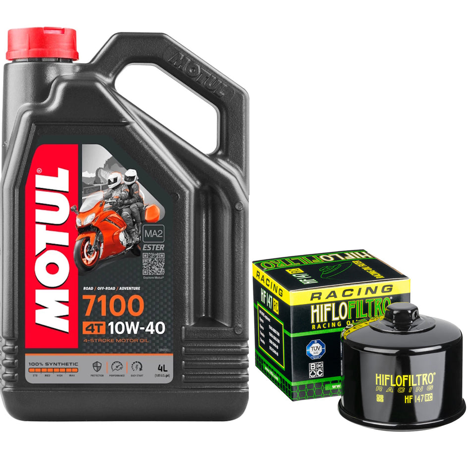 Motul 7100 10w40 4L Oil & HF147RC Oil Filter Kit