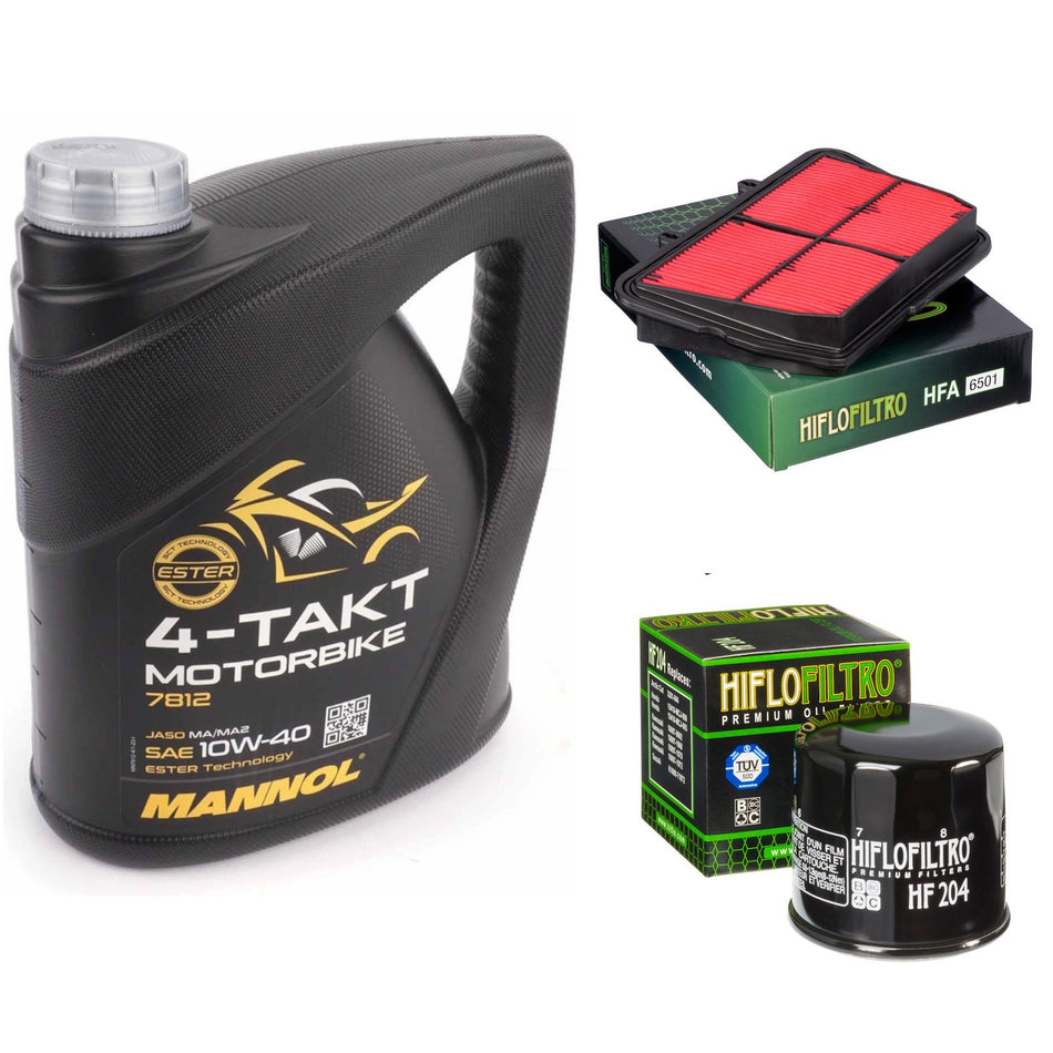 Mannol Semi Synthetic 10w40 4L Oil & HF204 & HFA6501 Oil Filter Kit