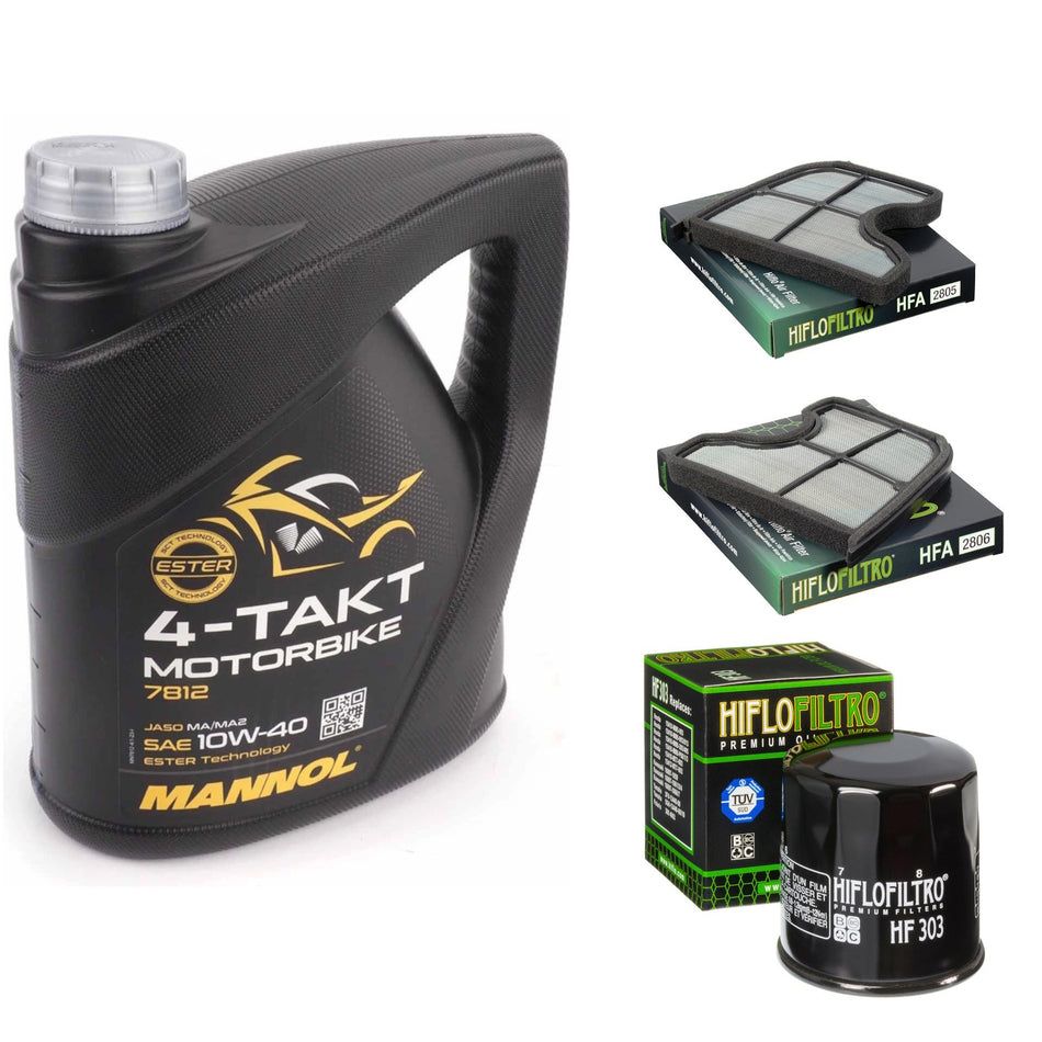 Mannol Semi Synthetic 10w40 4L Oil & HF303 & HFA2805 & HFA2806 Oil Filter Kit