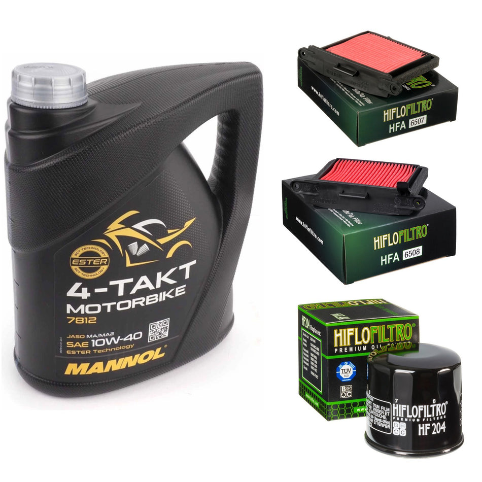 Mannol Semi Synthetic 10w40 4L Oil & HF204 & HFA6507 & HFA6508 Oil Filter Kit