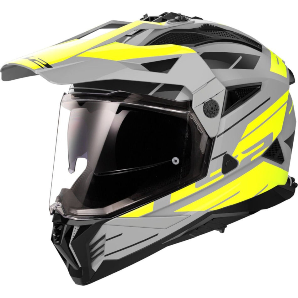 LS2 MX702 Pioneer II Namib Grey Hi Viz Yellow Adventure Helmet