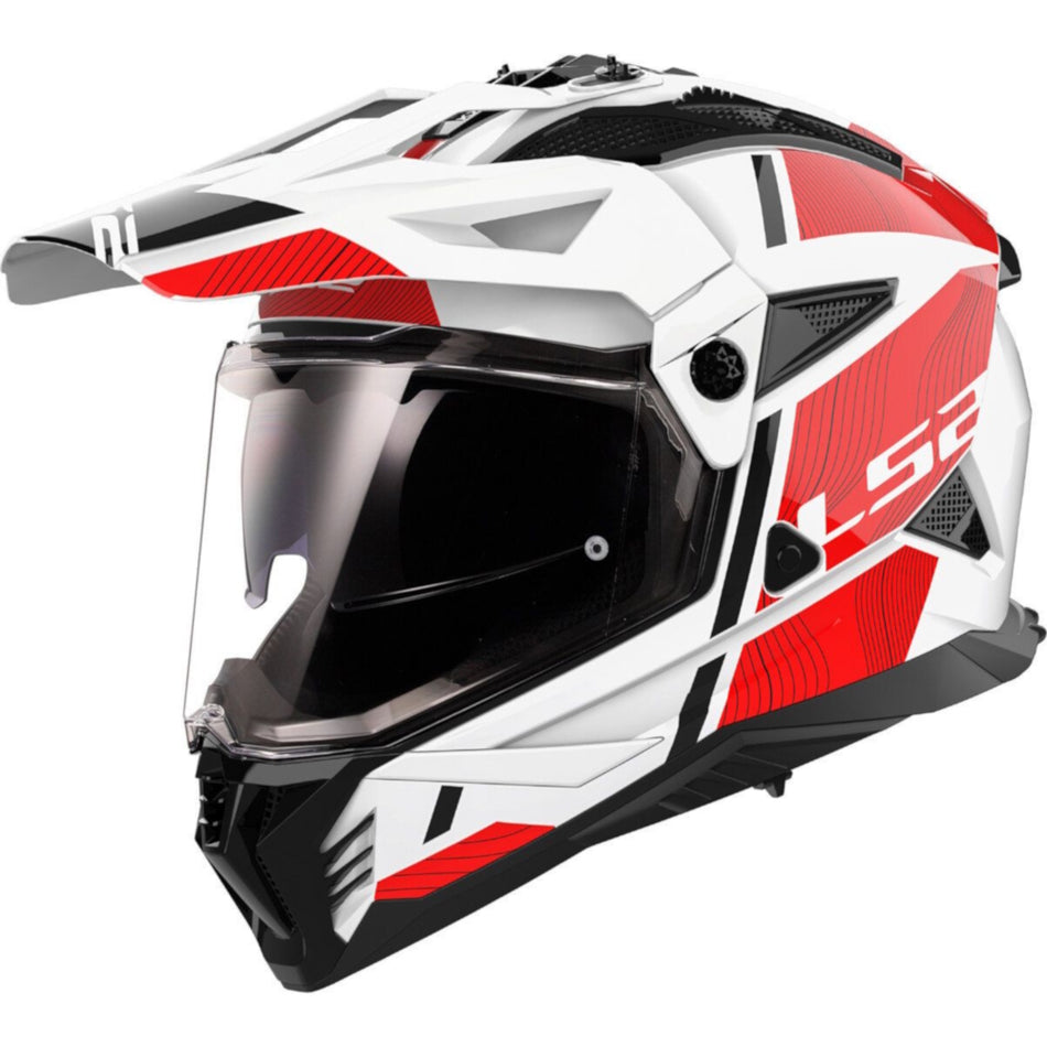 LS2 MX702 Pioneer II Hill White Red Adventure Helmet