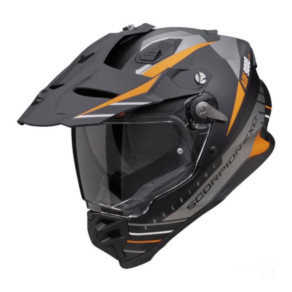 Scorpion ADF-9000 Feat Black Silver Orange Adventure Helmet