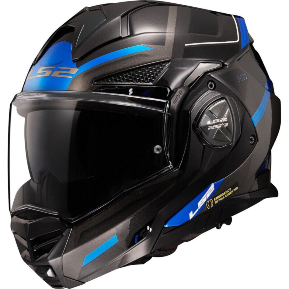 LS2 FF901 Advant X Spectrum Black Titanium Blue Flip Over Helmet