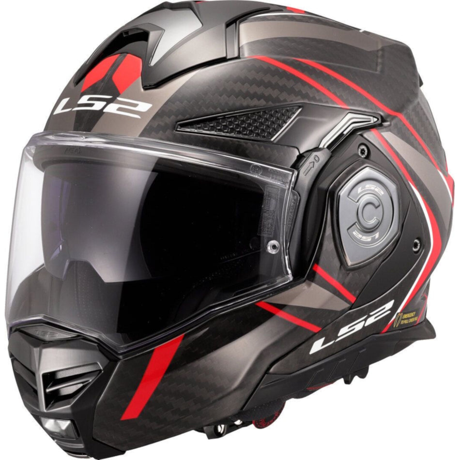 LS2 FF901 Advant X Carbon Future II Red Flip Over Helmet