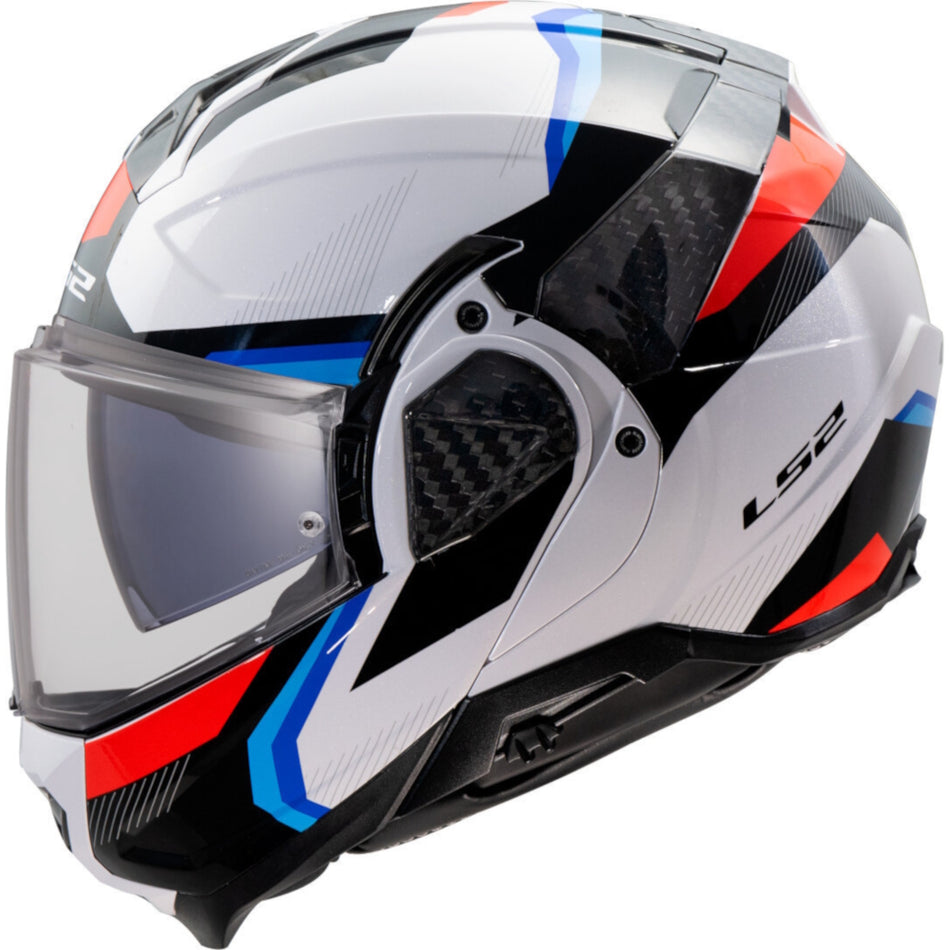 LS2 FF910 Advant II Triple White Blue Red Flip Over Helmet