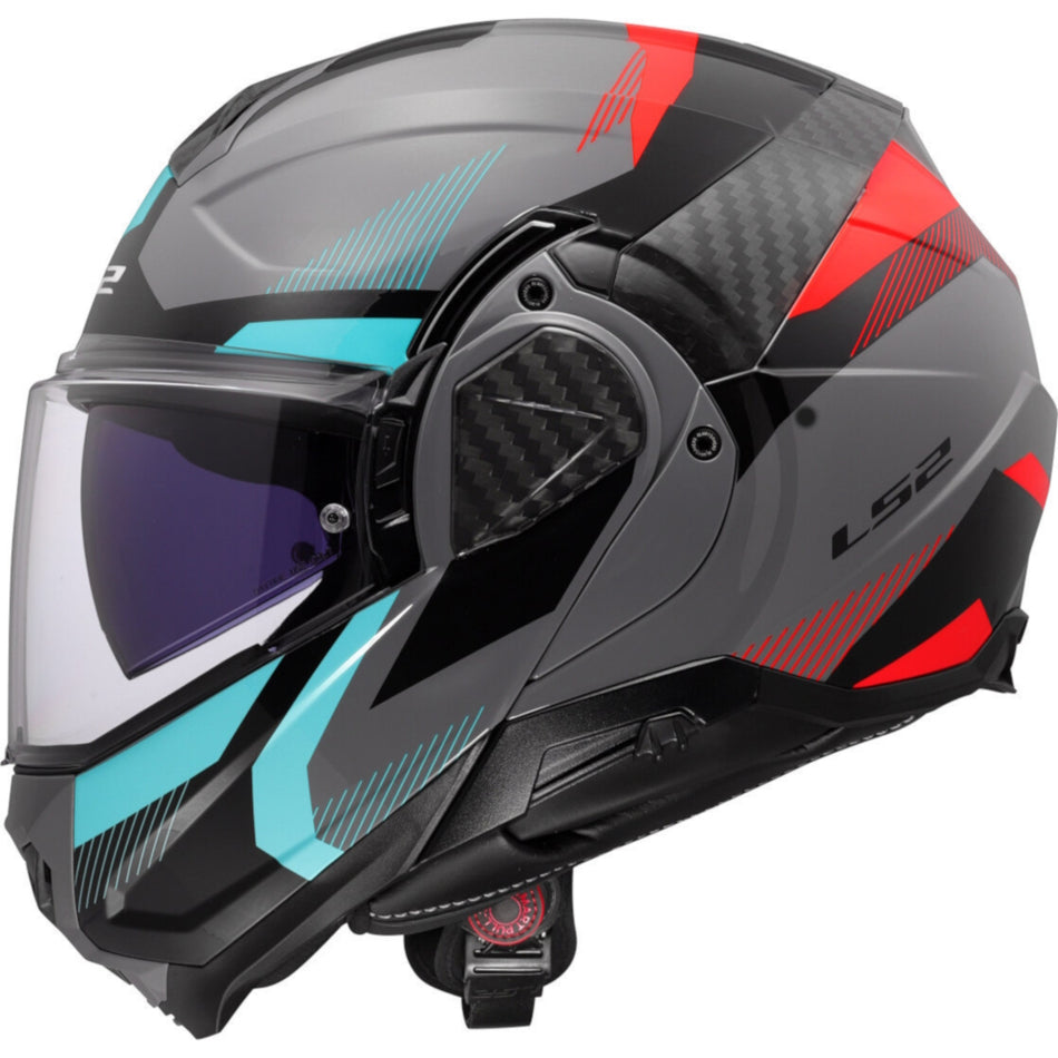 LS2 FF910 Advant II Triple Nardo Grey Blue Red Flip Over Helmet