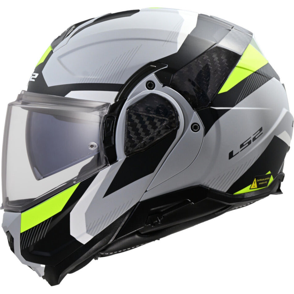 LS2 FF910 Advant II Triple Light Grey Hi Vis Yellow Flip Over Helmet