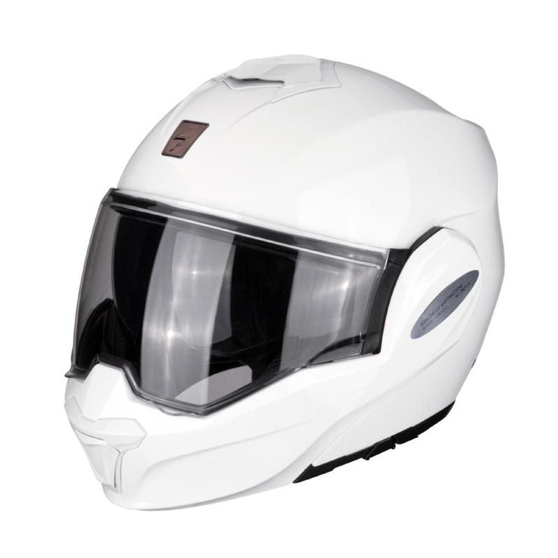 Scorpion Exo-Tech Evo Gloss White Flip Over Helmet