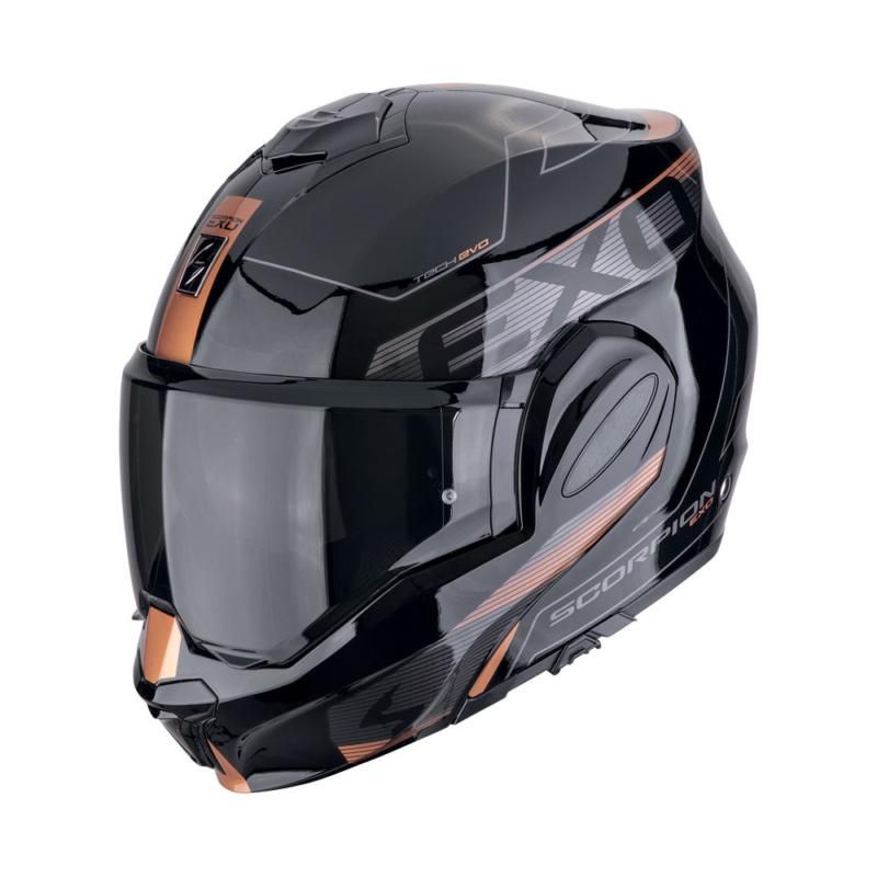 Scorpion Exo-Tech Evo Traveller Black Copper Flip Over Helmet