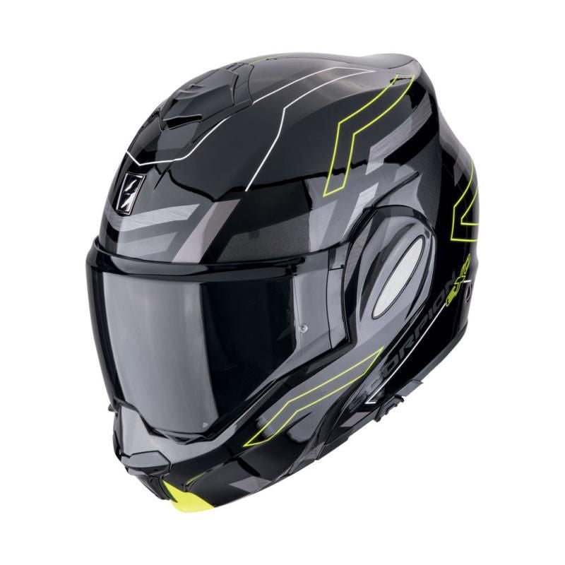 Scorpion Exo-Tech Conquer Black Yellow Flip Over Helmet