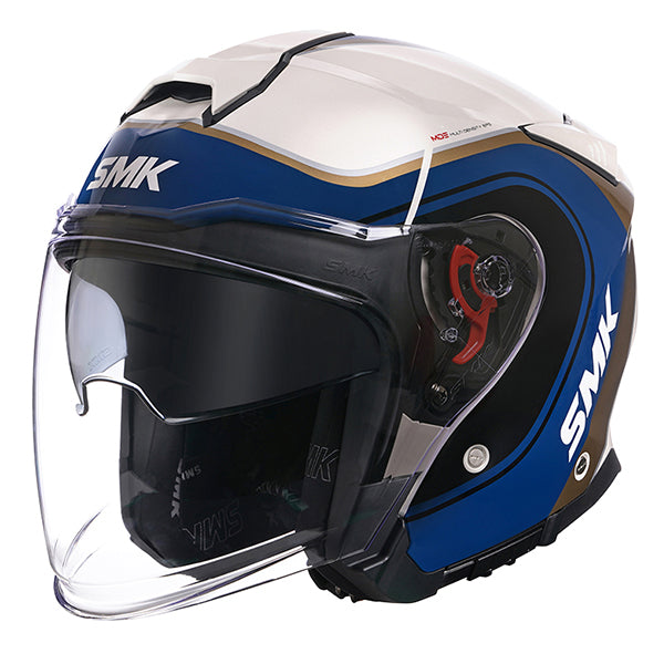 SMK GTJ Libero Gl157 White Blue Open Face Helmet