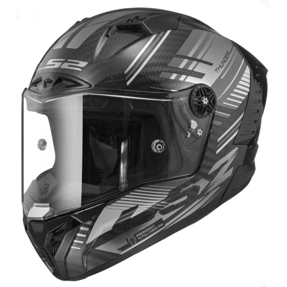LS2 FF805 Thunder Carbon Volt Gloss Black Grey Full Face Helmet