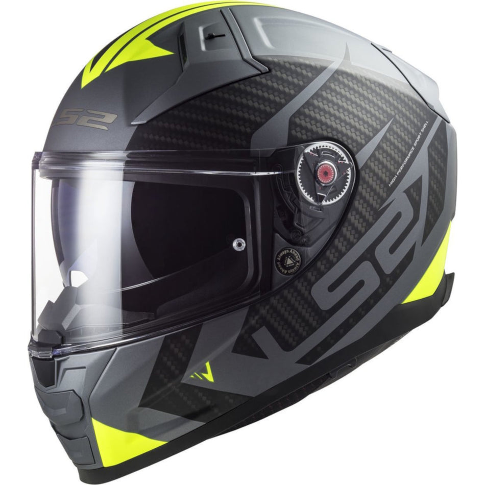 LS2 FF811 Vector II Splitter Matt Titanium Hi Vis Yellow Full Face Helmet