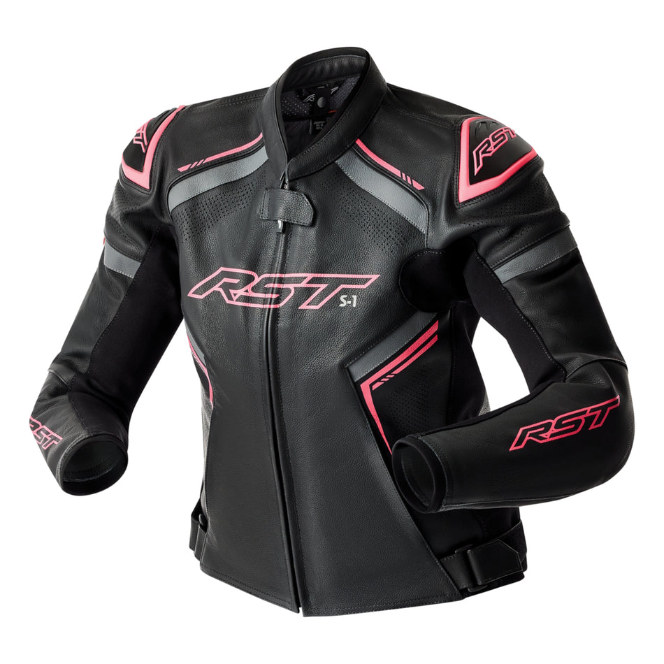 RST S1 D3O Ladies Leather Jacket Pink