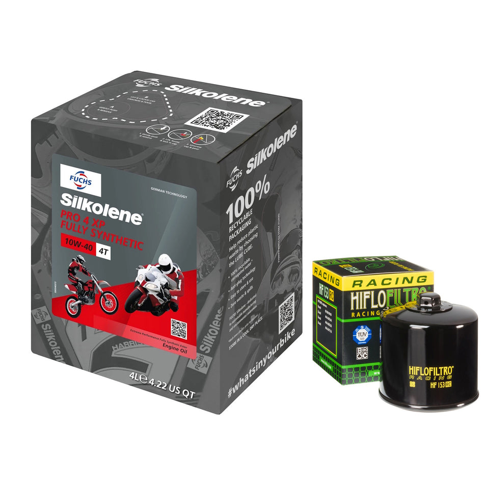 Silkolene Pro4 10w40 4L Oil & HF153RC Oil Filter Kit