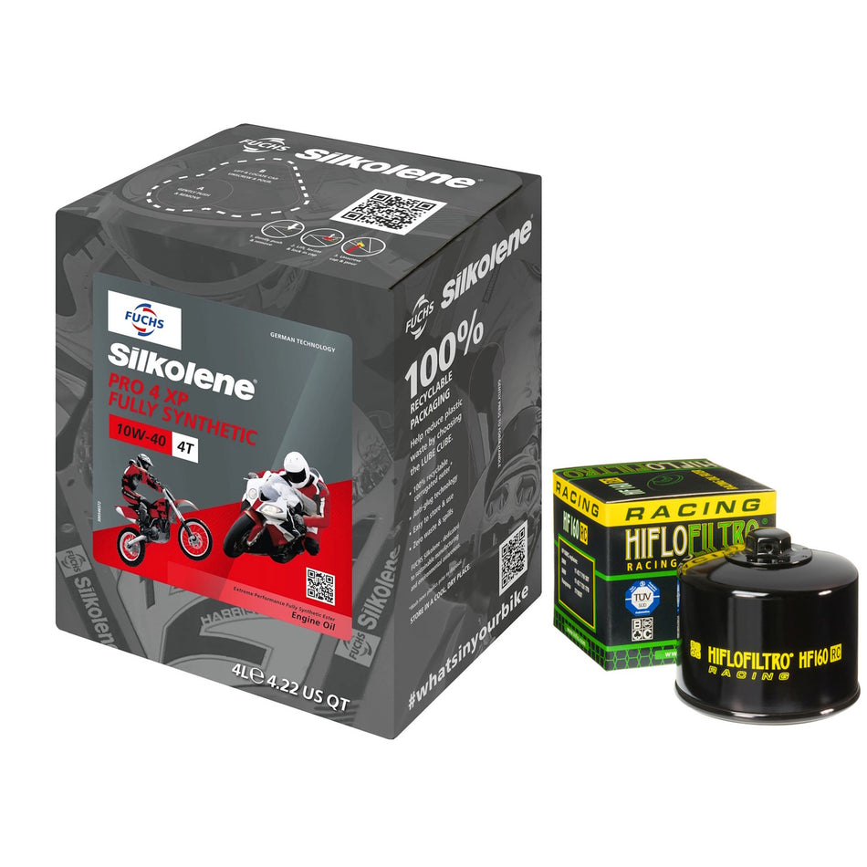Silkolene Pro4 10w40 4L Oil & HF160RC Oil Filter Kit