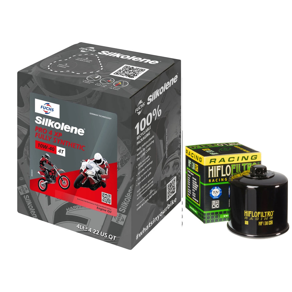 Silkolene Pro4 10w40 4L Oil & HF138RC Oil Filter Kit