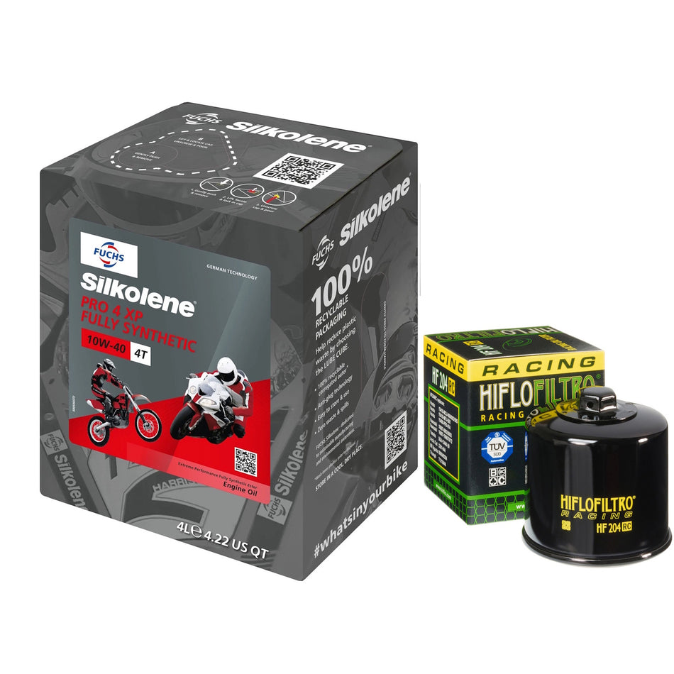 Silkolene Pro4 10w40 4L Oil & HF204RC Oil Filter Kit