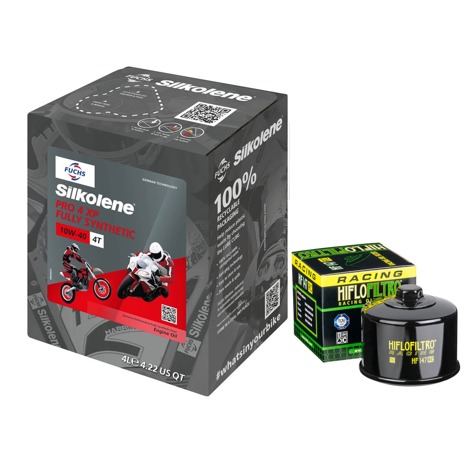 Silkolene Pro4 10w40 4L Oil & HF147RC Oil Filter Kit