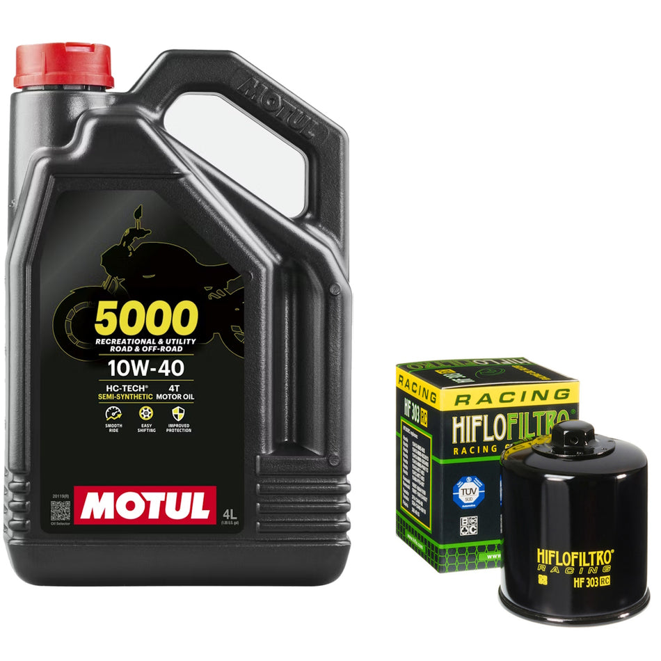 Motul 5000 10w40 4L Oil & HF303RC Oil Filter Kit