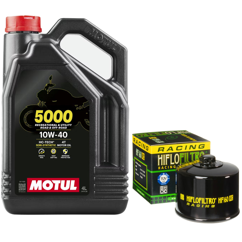 Motul 5000 10w40 4L Oil & HF160RC Oil Filter Kit