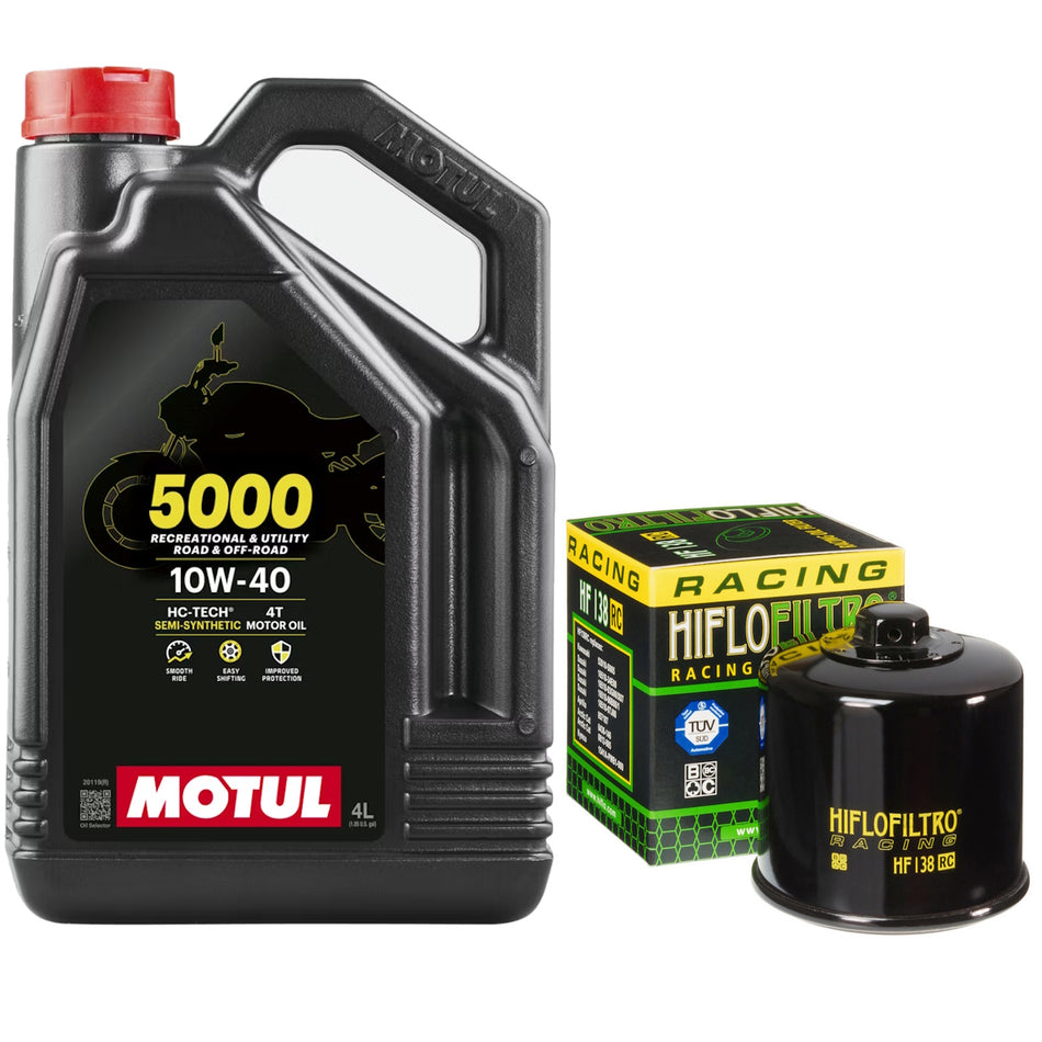 Motul 5000 10w40 4L Oil & HF138RC Oil Filter Kit