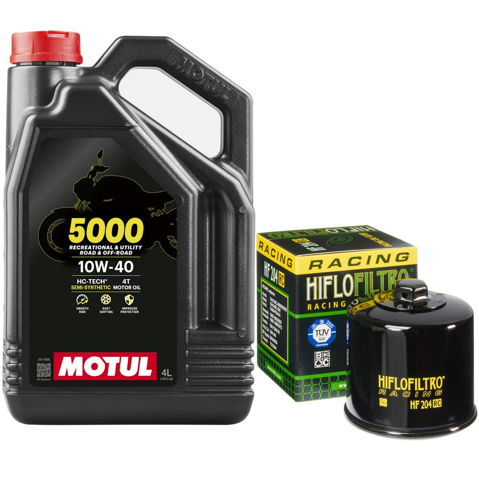 Motul 5000 10w40 4L Oil & HF204RC Oil Filter Kit