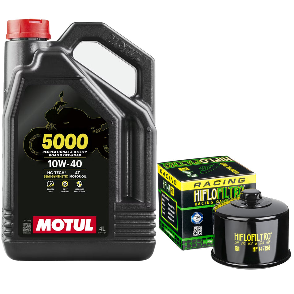 Motul 5000 10w40 4L Oil & HF147RC Oil Filter Kit