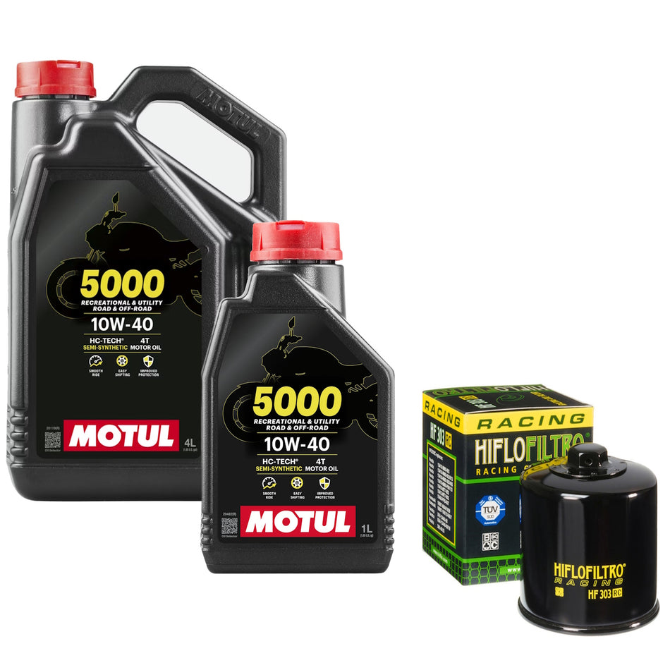 Motul 5000 10w40 5L Oil & HF303RC Oil Filter Kit