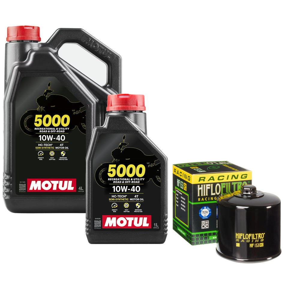Motul 5000 10w40 5L Oil & HF153RC Oil Filter Kit