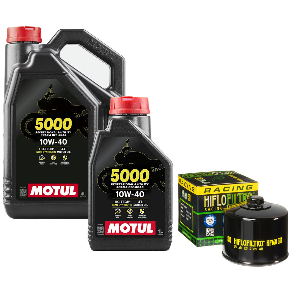 Motul 5000 10w40 5L Oil & HF160RC Oil Filter Kit