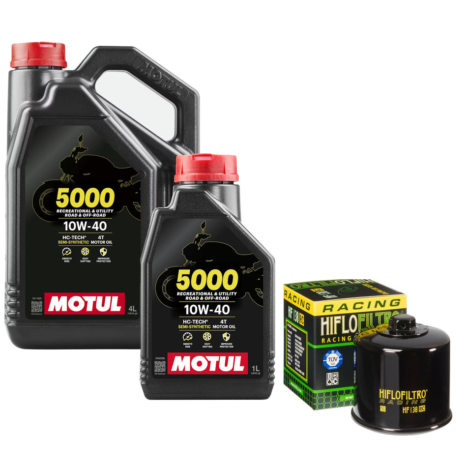 Motul 5000 10w40 5L Oil & HF138RC Oil Filter Kit