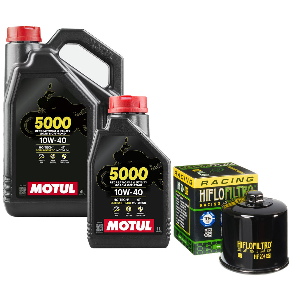 Motul 5000 10w40 5L Oil & HF204RC Oil Filter Kit