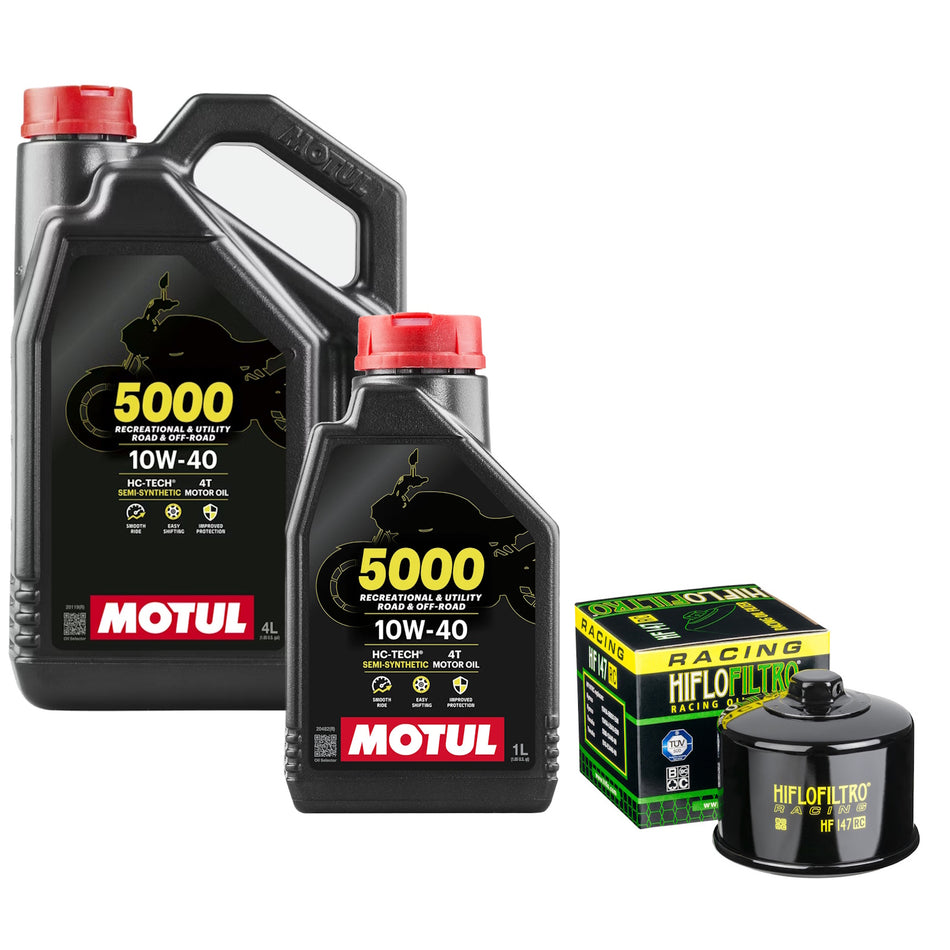 Motul 5000 10w40 5L Oil & HF147RC Oil Filter Kit