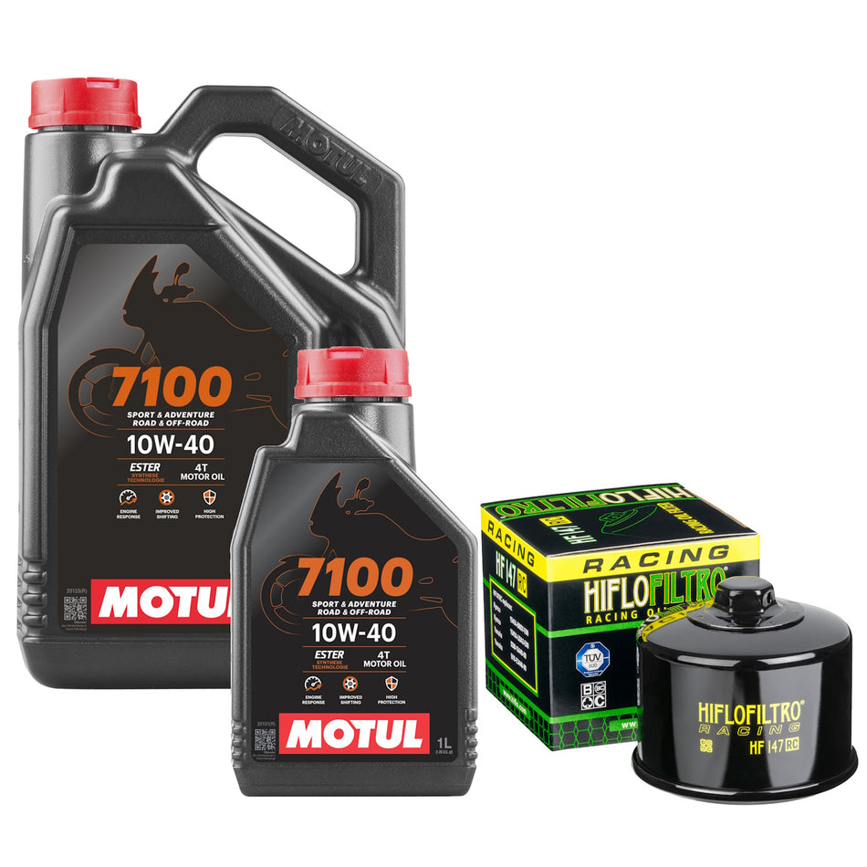 Motul 7100 10w40 5L Oil & HF147RC Oil Filter Kit