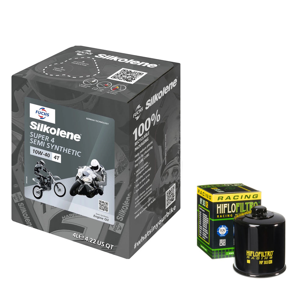 Silkolene Super4 10w40 5L Oil & HF303RC Oil Filter Kit