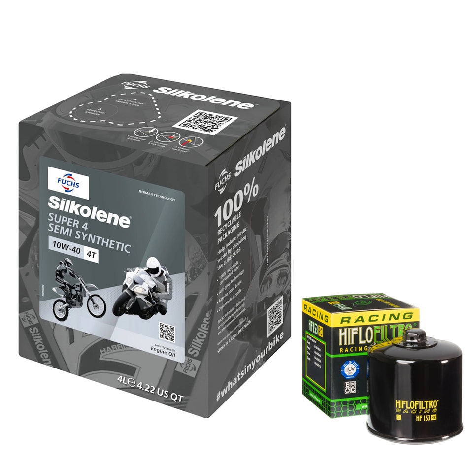 Silkolene Super4 10w40 5L Oil & HF153RC Oil Filter Kit