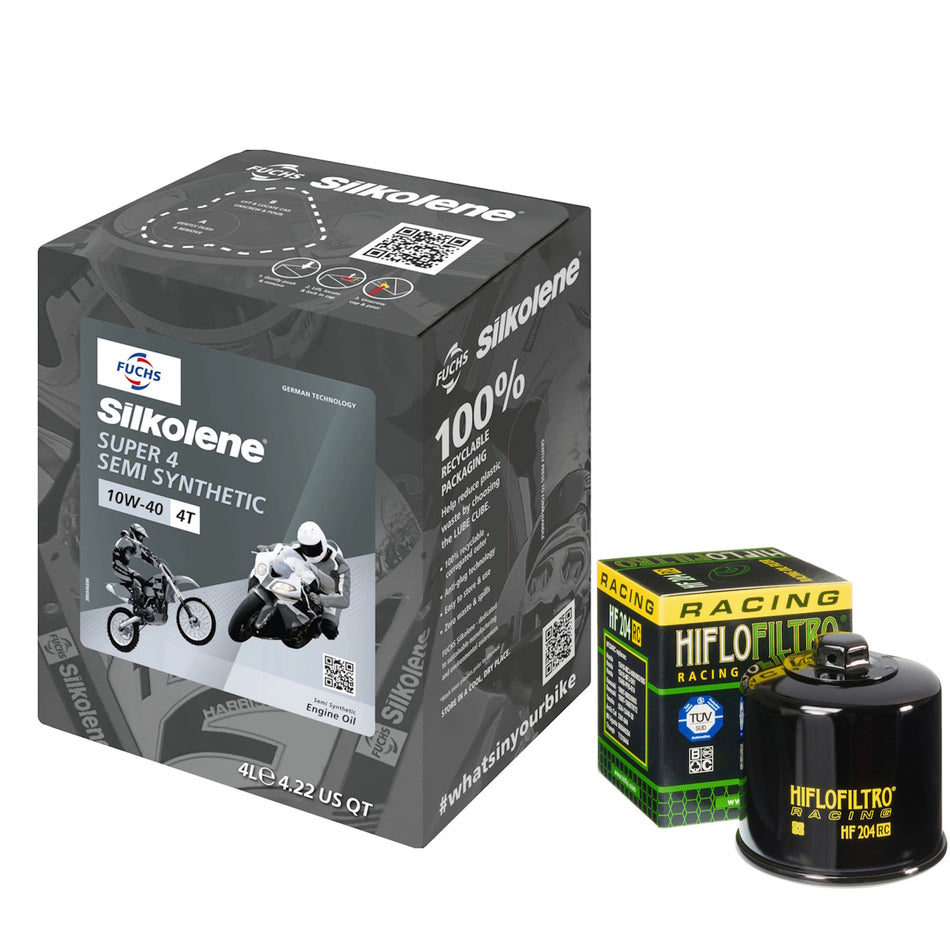 Silkolene Super4 10w40 5L Oil & HF204RC Oil Filter Kit