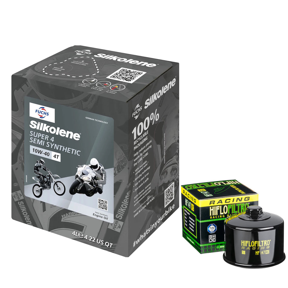 Silkolene Super4 10w40 5L Oil & HF147RC Oil Filter Kit