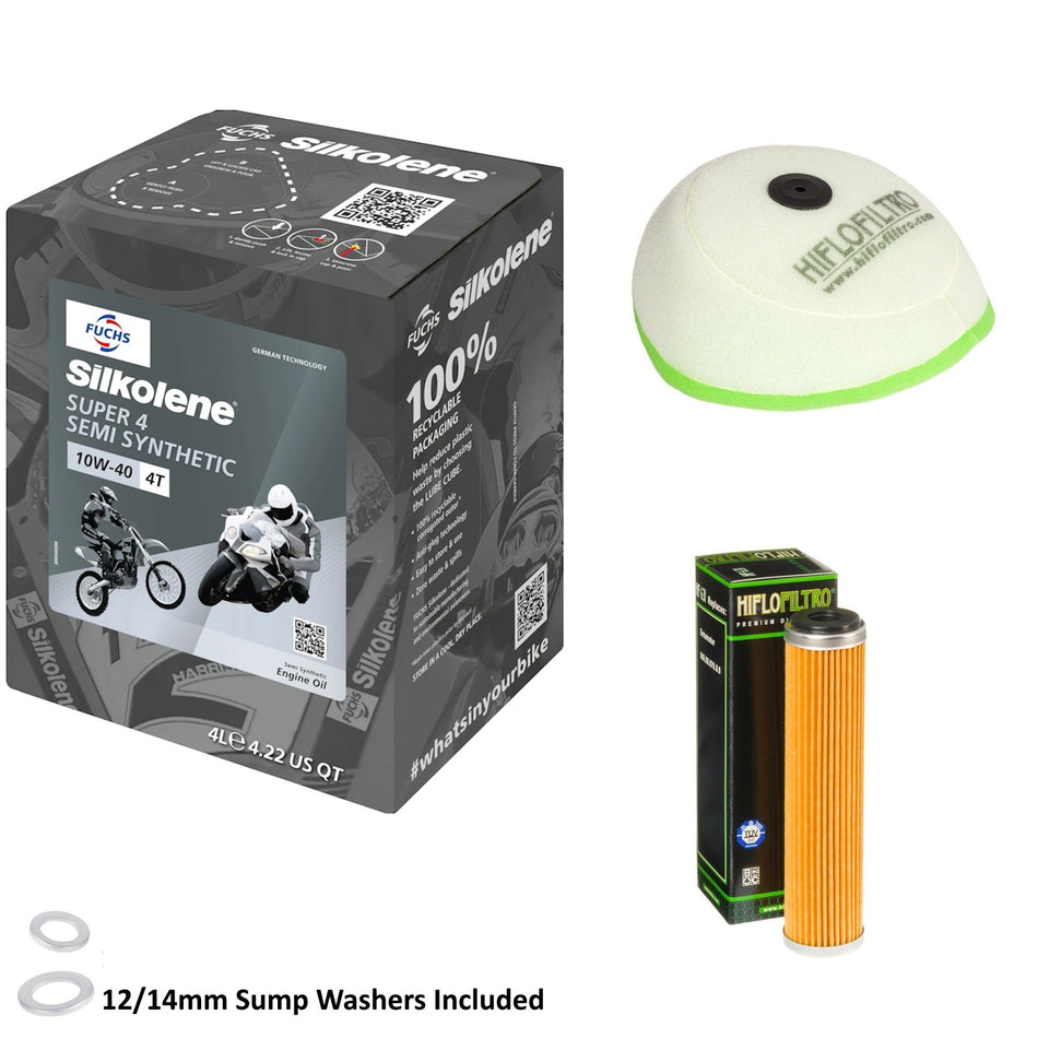Silkolene Super 4 10w40 4L Oil & HF631 & HFF6112 Oil Filter Kit