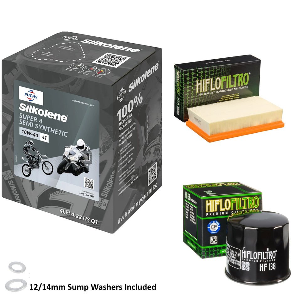 Silkolene Super 4 10w40 4L Oil & HF138 & HFA6202 Oil Filter Kit